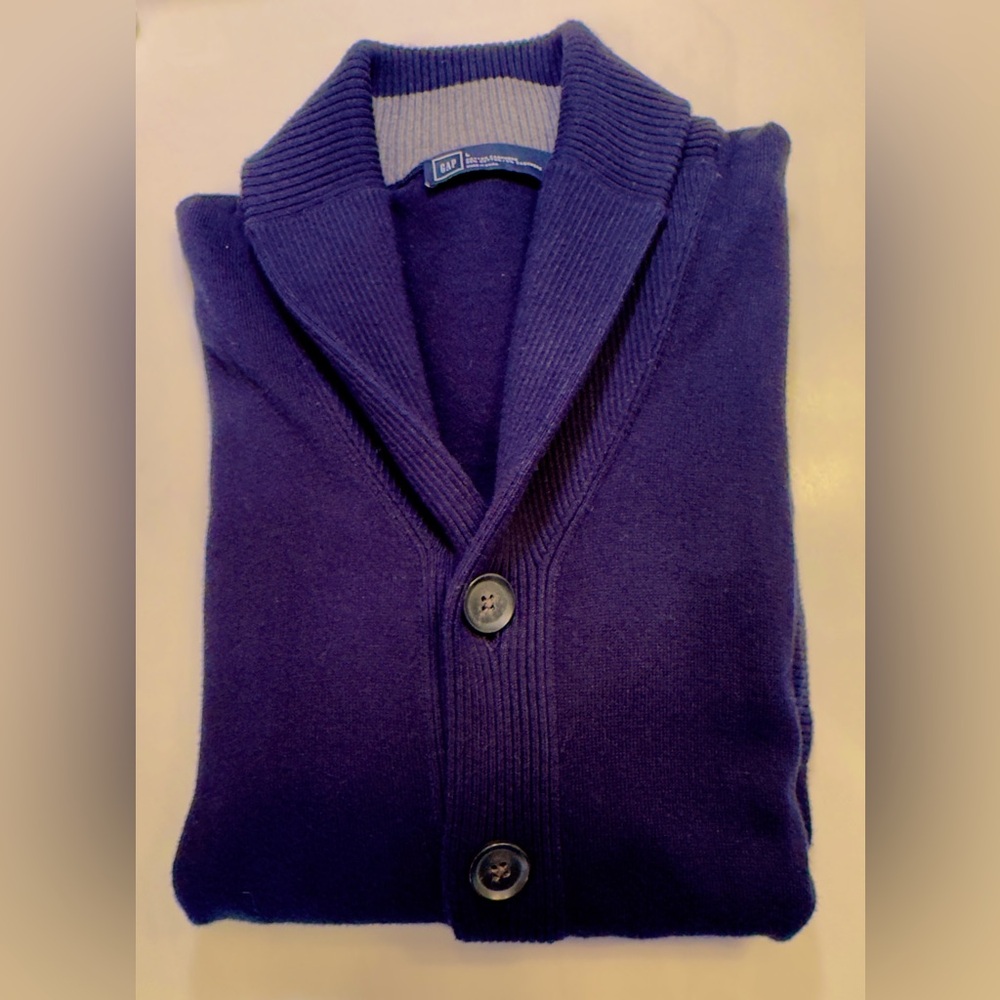 GAP Blue Cardigan Sweater with Fine Knit